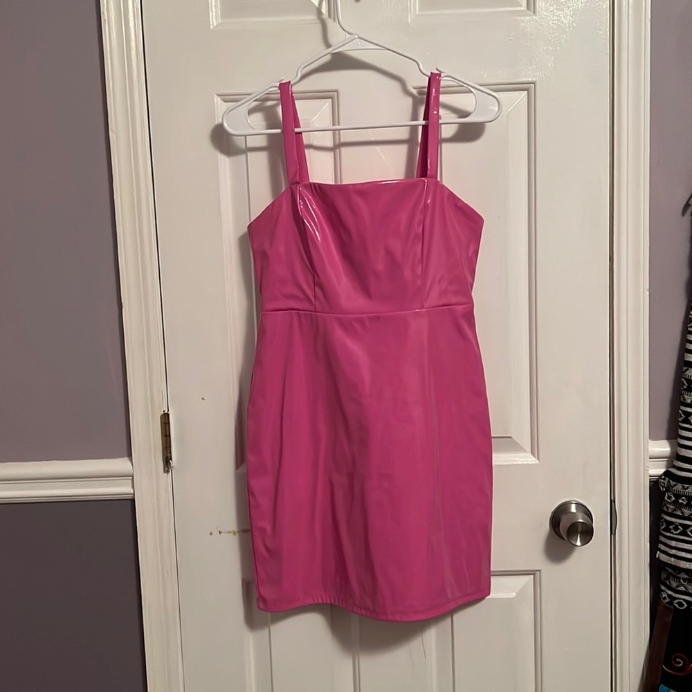 PINK LEATHER DRESS!